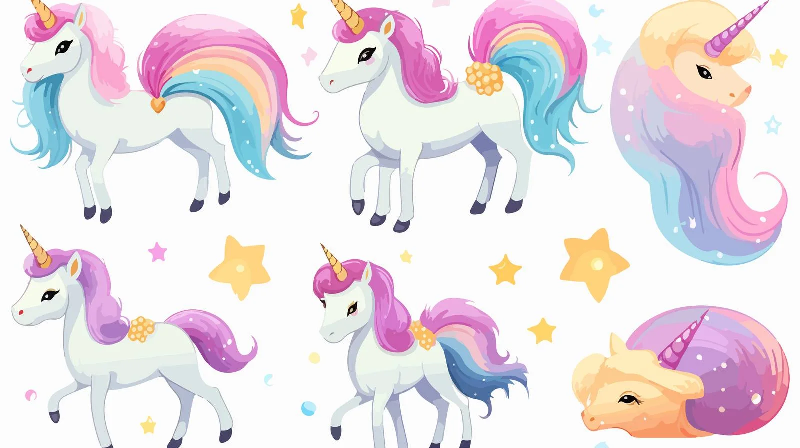 Cute Unicorn Horse Cartoon Set — free download from Dotvec