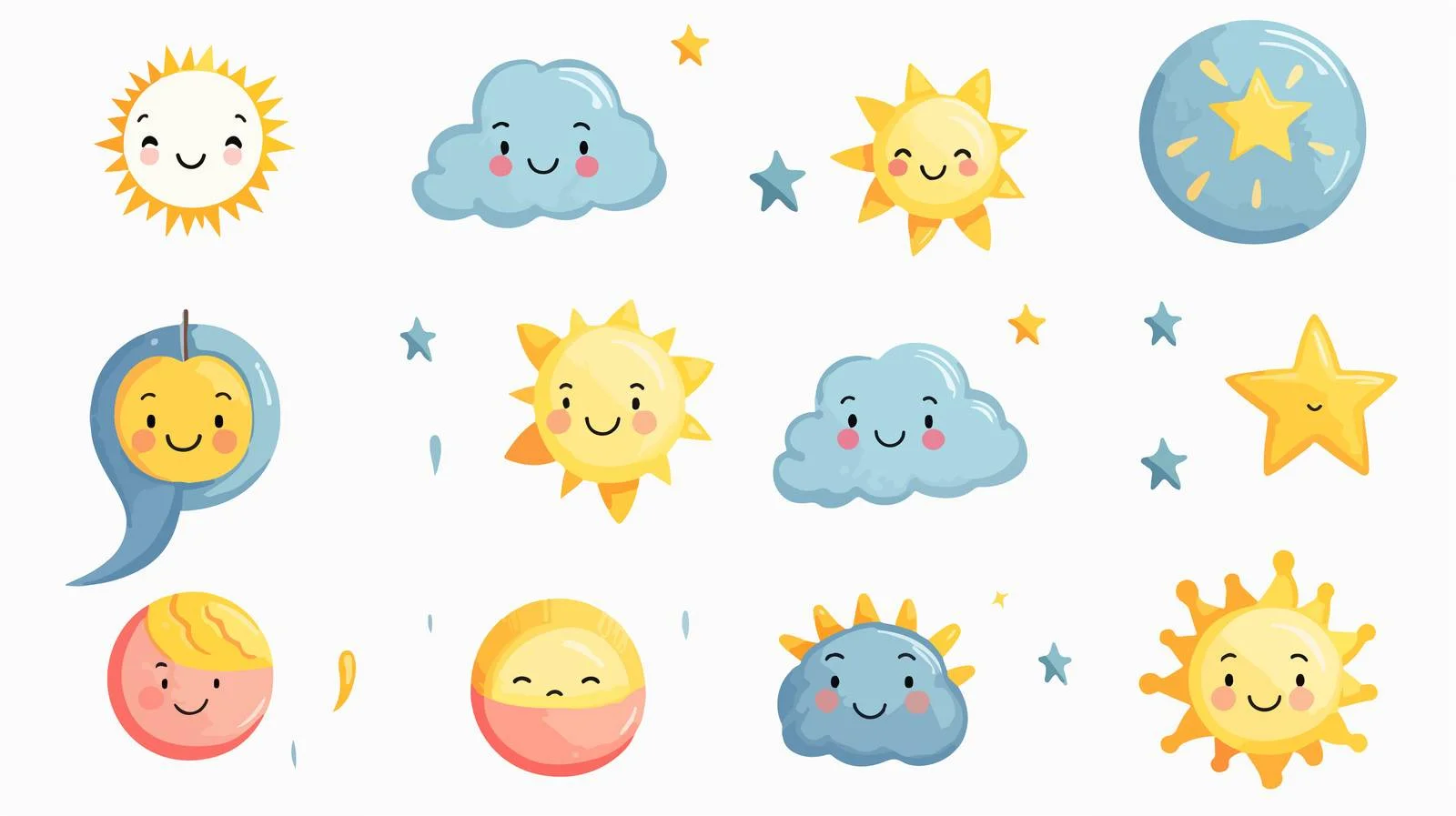 Cute Weather Forecast Icons Set – free windy image from Dotvec