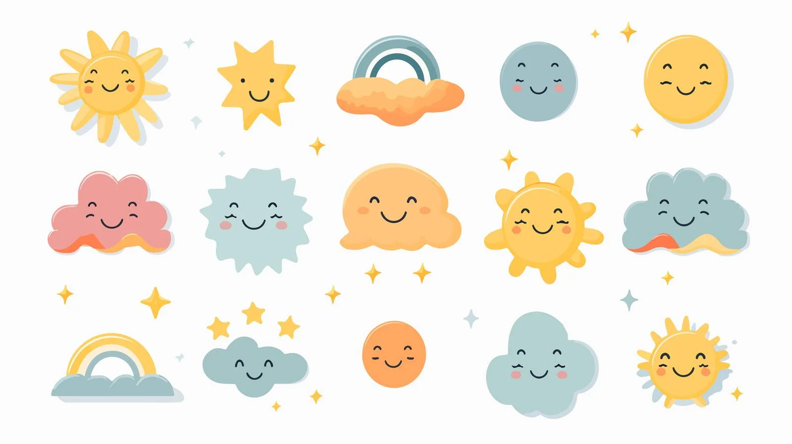Cute Weather Forecast Icons Set — free download from Dotvec