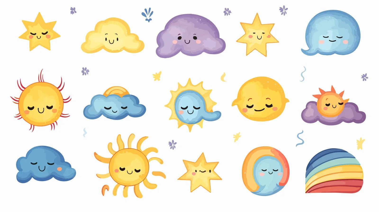 Whimsical Weather Elements Dance Across Skies — free download from Dotvec