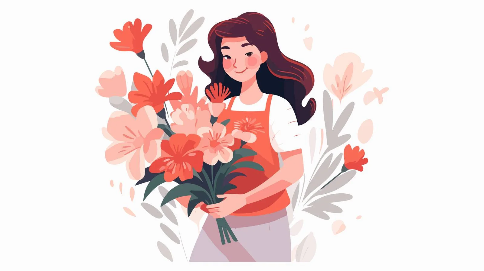 Joyful woman savoring aroma of blooming flowers — free download from Dotvec
