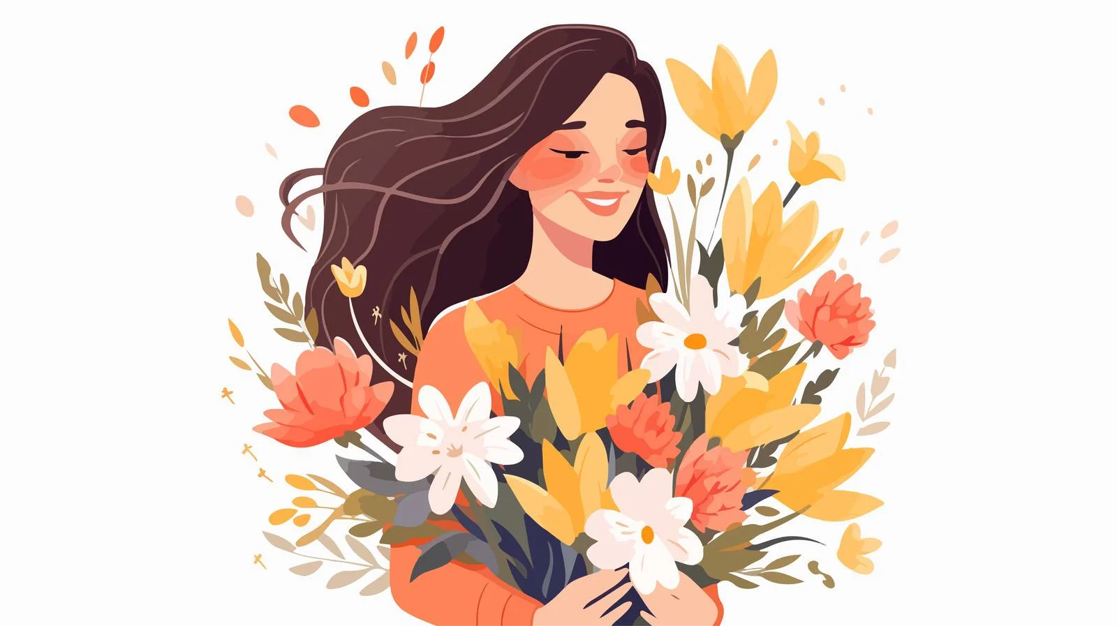 Woman adores aroma of blossoming garden — free download from Dotvec