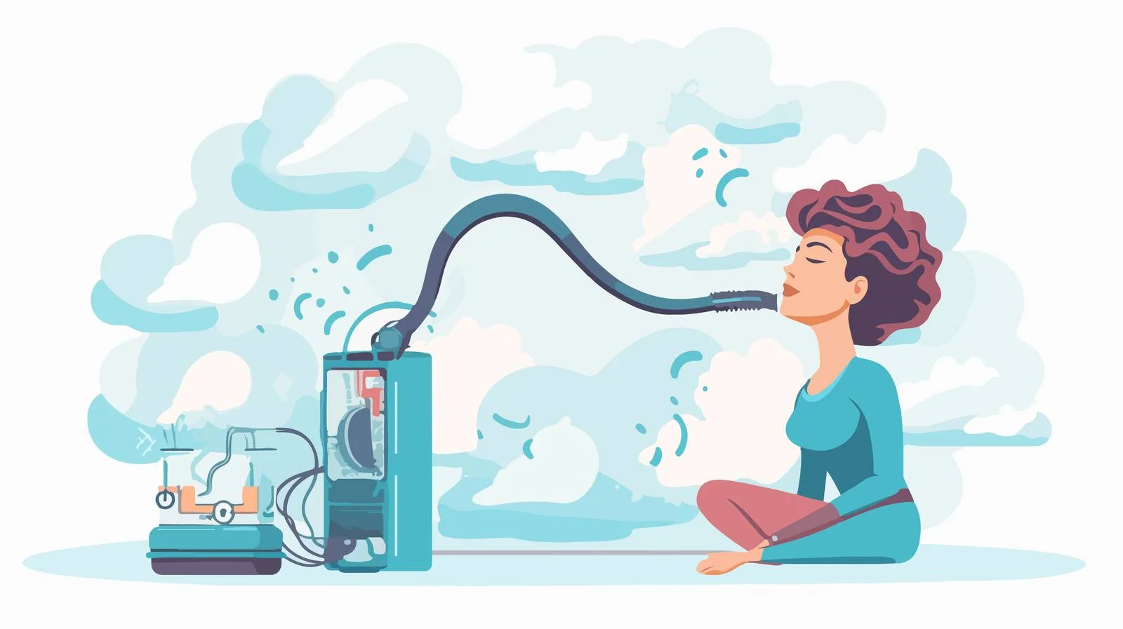 Cheerful woman vacuuming and tidying up indoors — free download from Dotvec