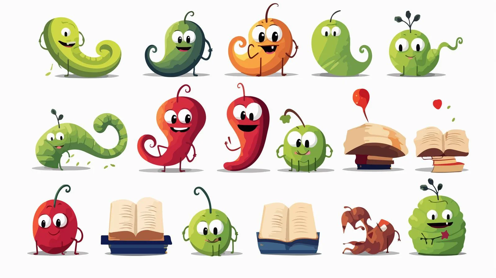 Whimsical Earthworm Character Collection for App — free download from Dotvec