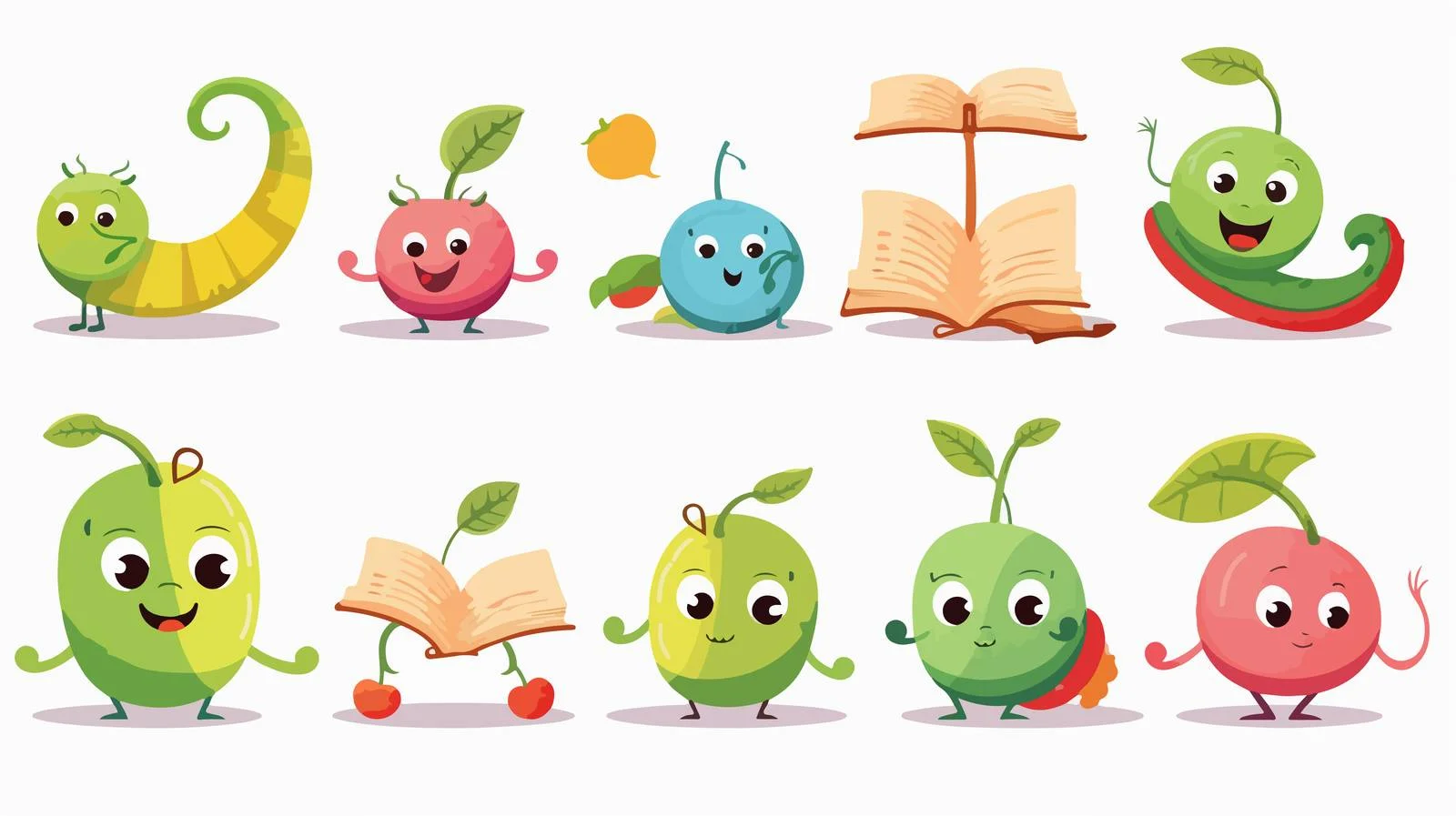 Adorable earthworm characters in mobile game — free download from Dotvec