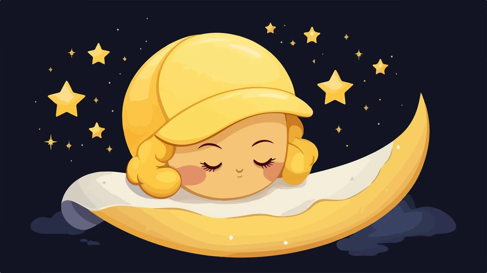Adorable sleeping half moon in cozy hat — free download from Dotvec