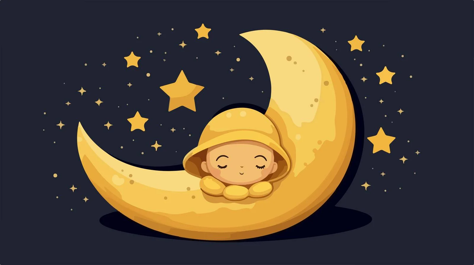 Adorable sleeping moon in cozy pompom hat — free download from Dotvec