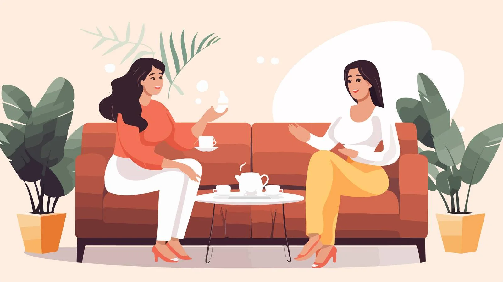 Charming girls enjoying drinks at cozy cafe — free download from Dotvec