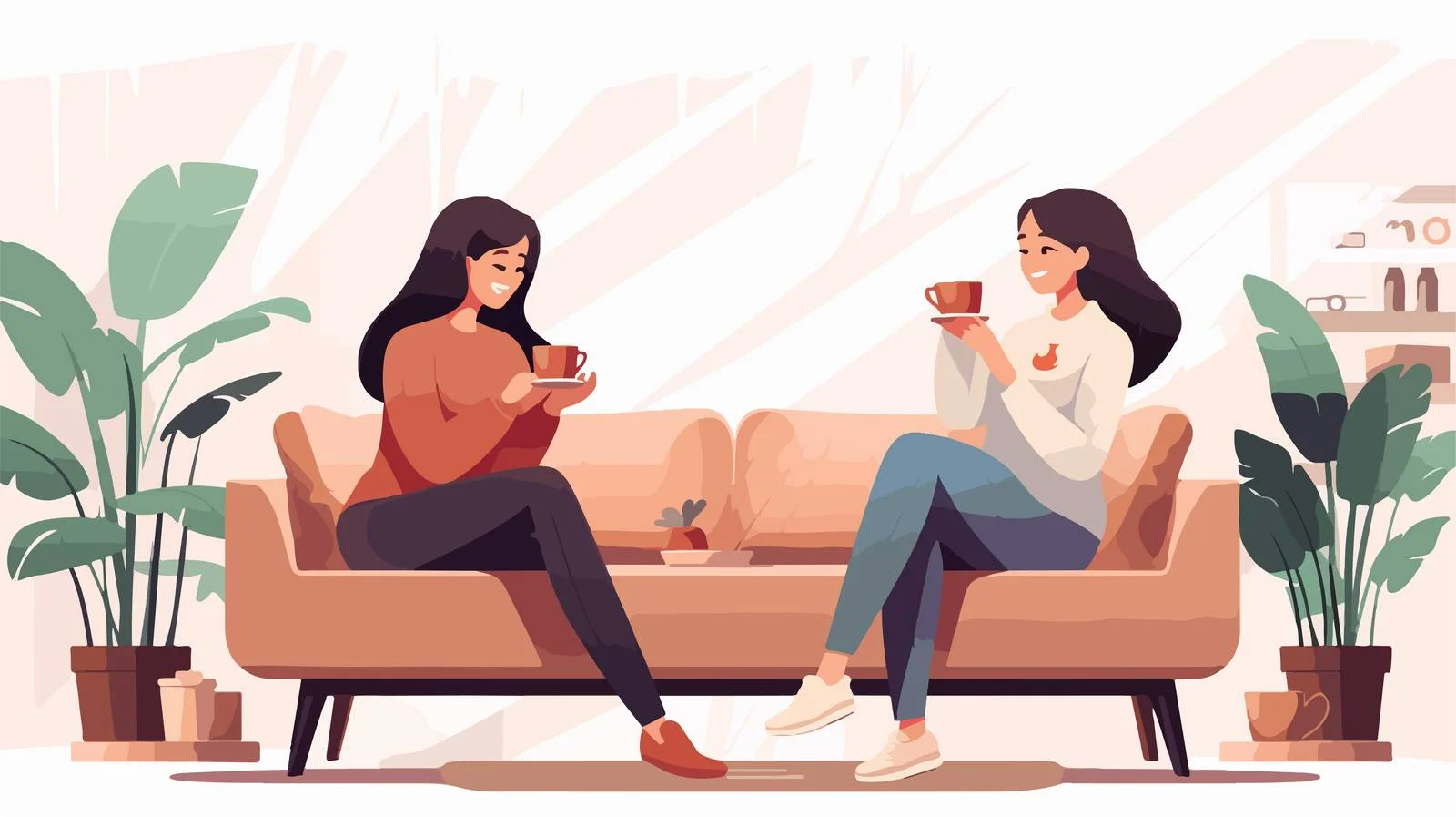 Charming Girls Relaxing at Cafe Sipping — free download from Dotvec