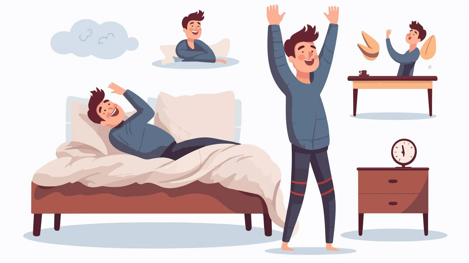 Youthful man waking up in morning light — free download from Dotvec