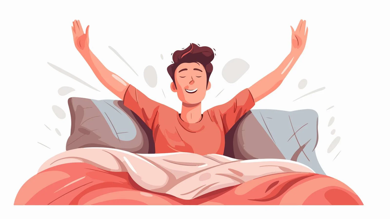 Youthful man awakens in morning sunlight — free download from Dotvec