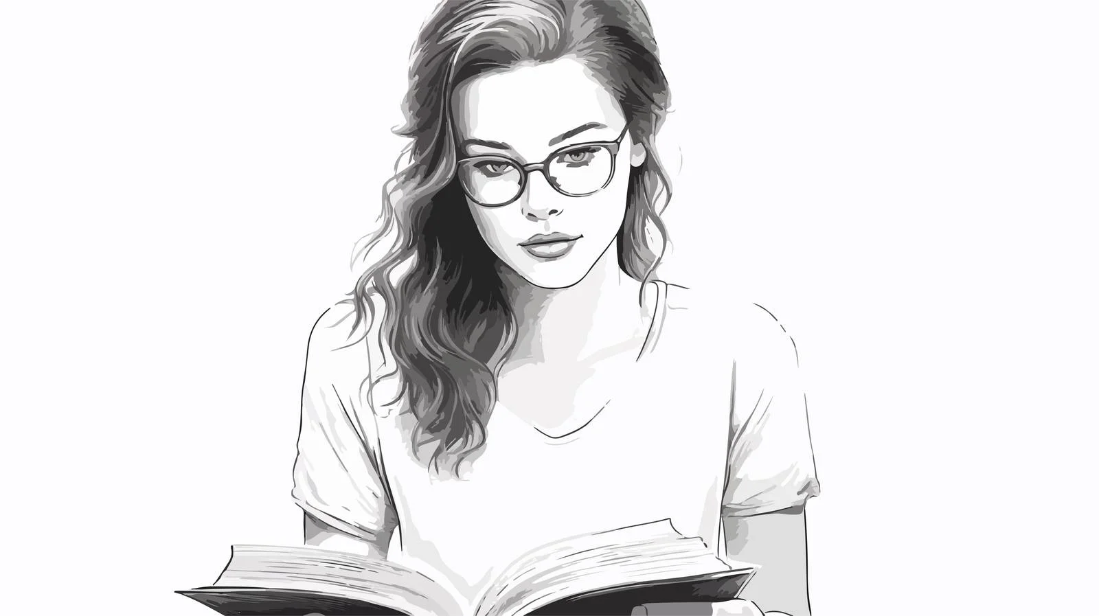 Focused young lady studying for exam — free download from Dotvec