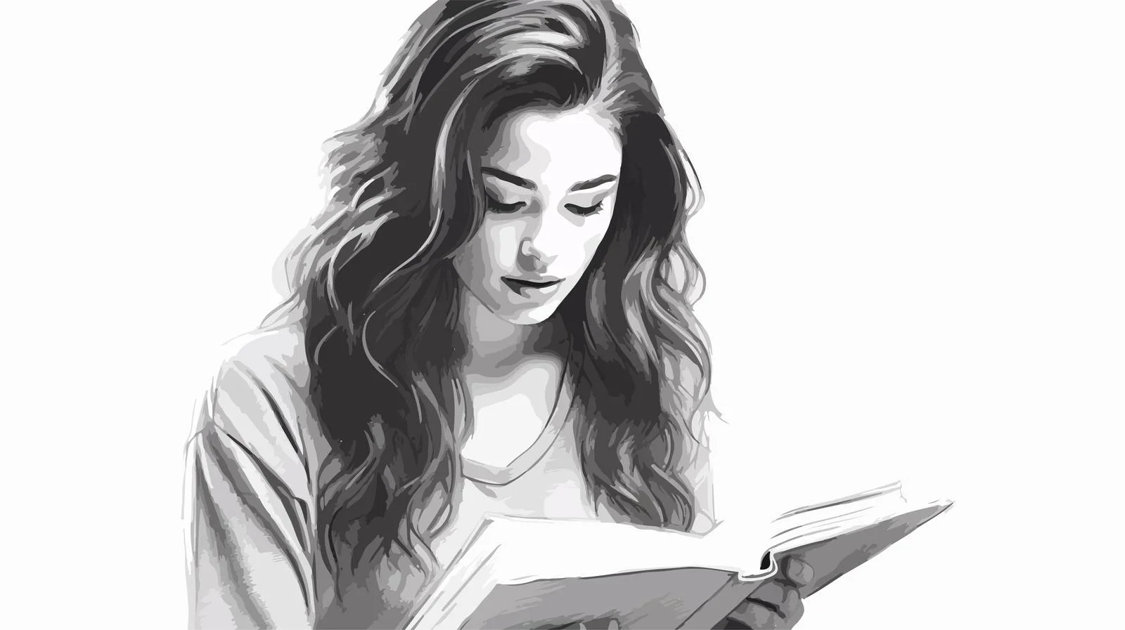 Youthful woman studying with book for exam — free download from Dotvec