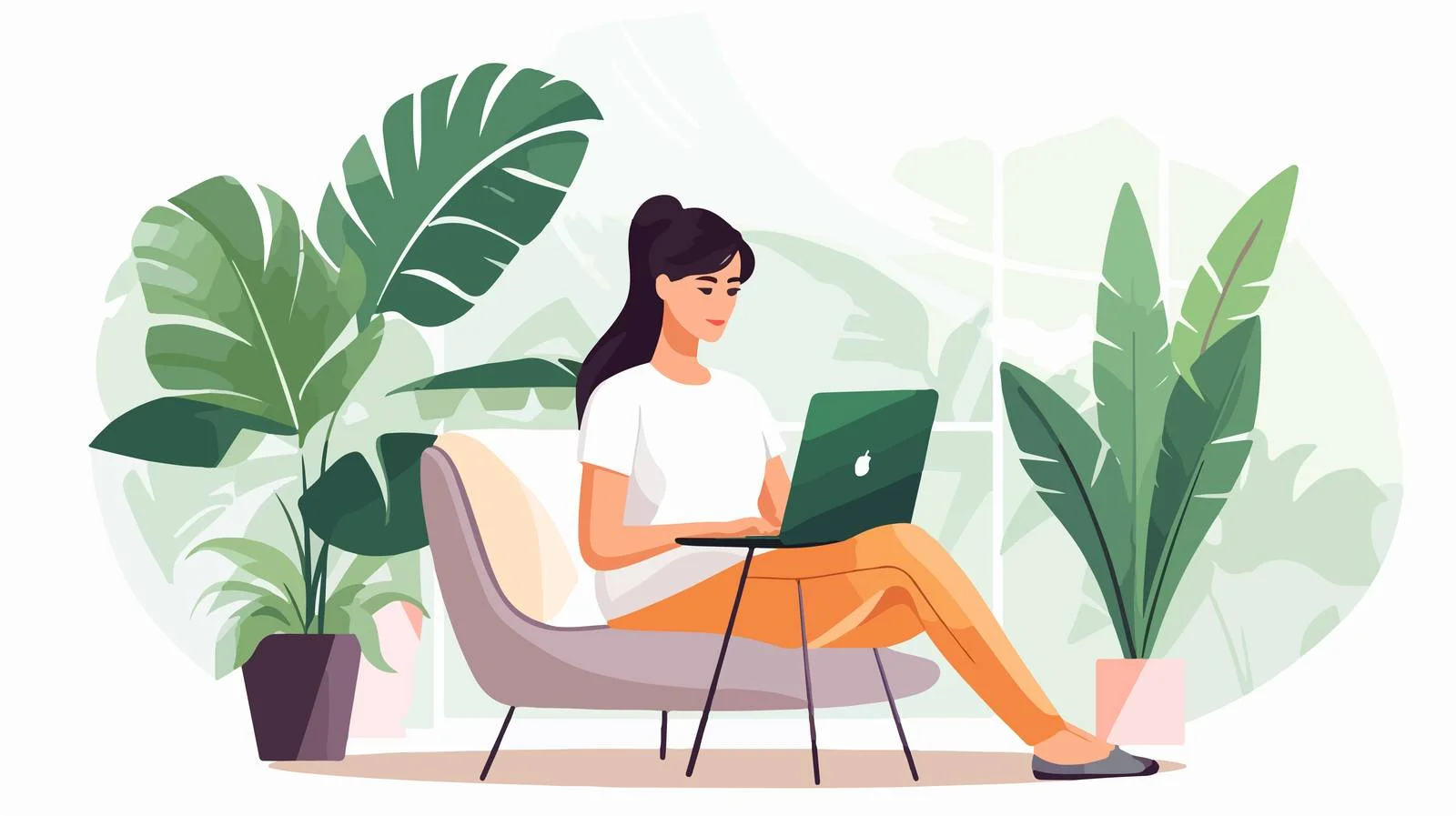 Chic Young Lady Relaxing with Laptop — free download from Dotvec