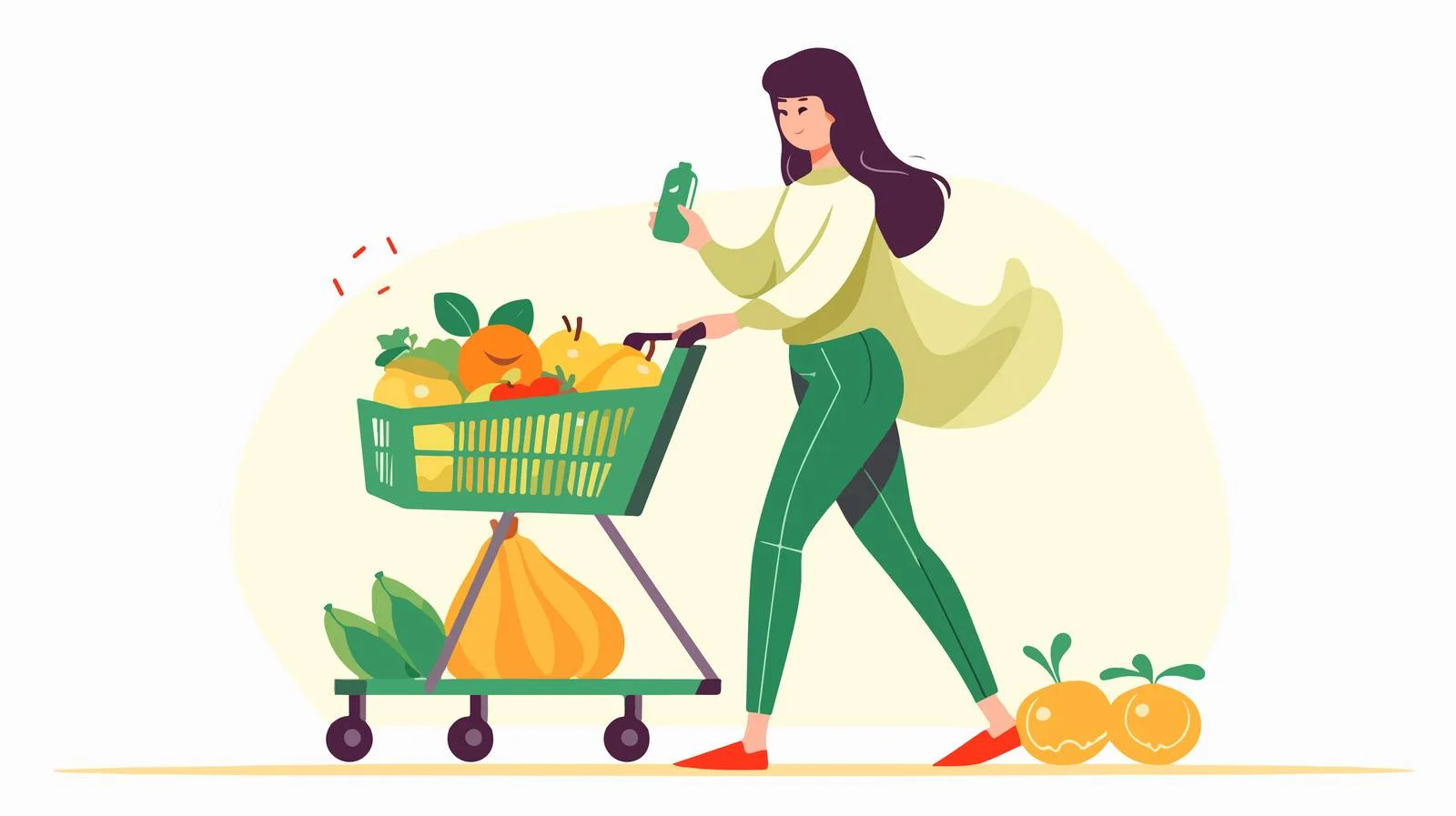 Smiling lady shopping for groceries — free download from Dotvec