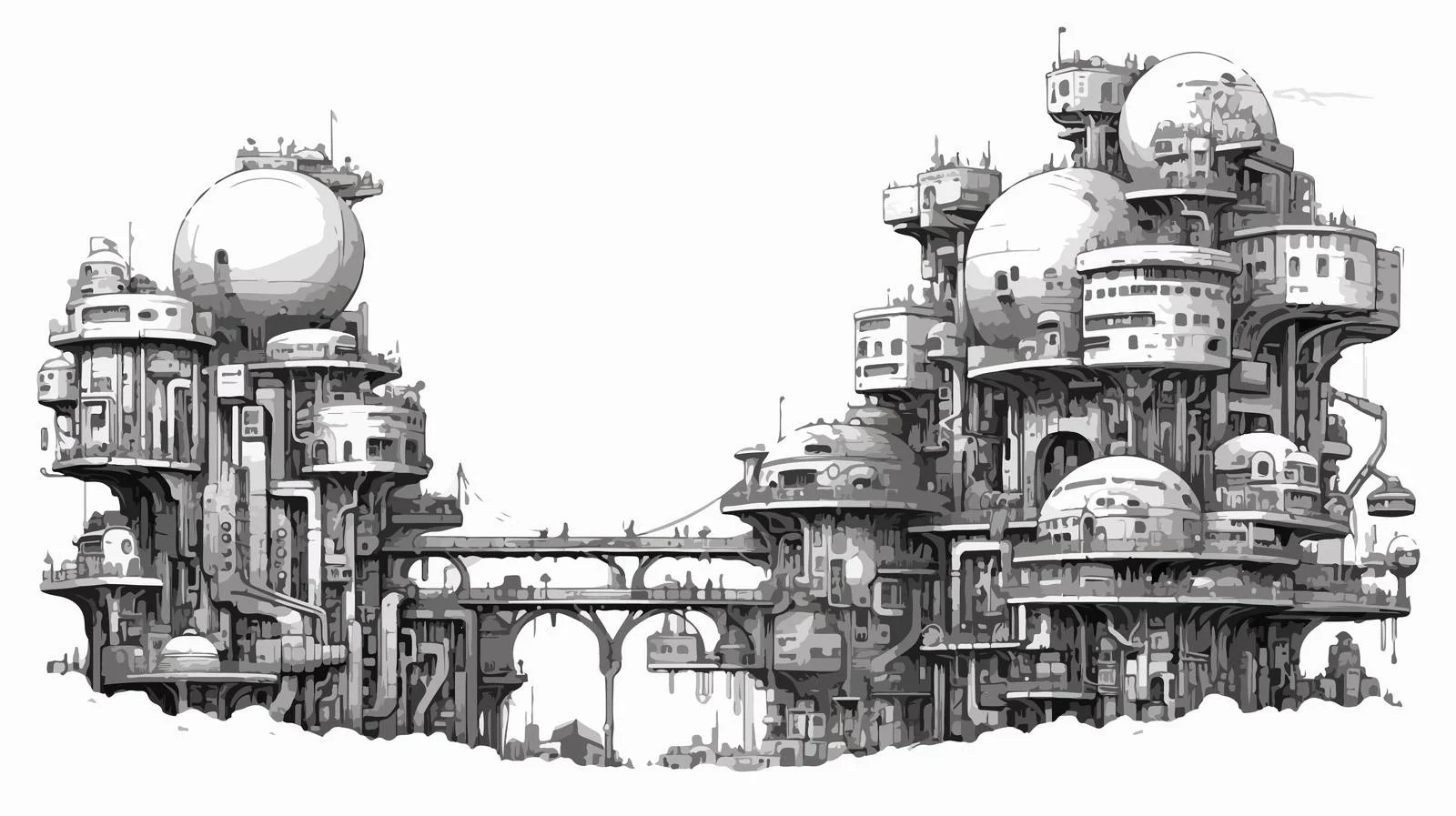 Futuristic urban landscape with innovative architecture — free download from Dotvec