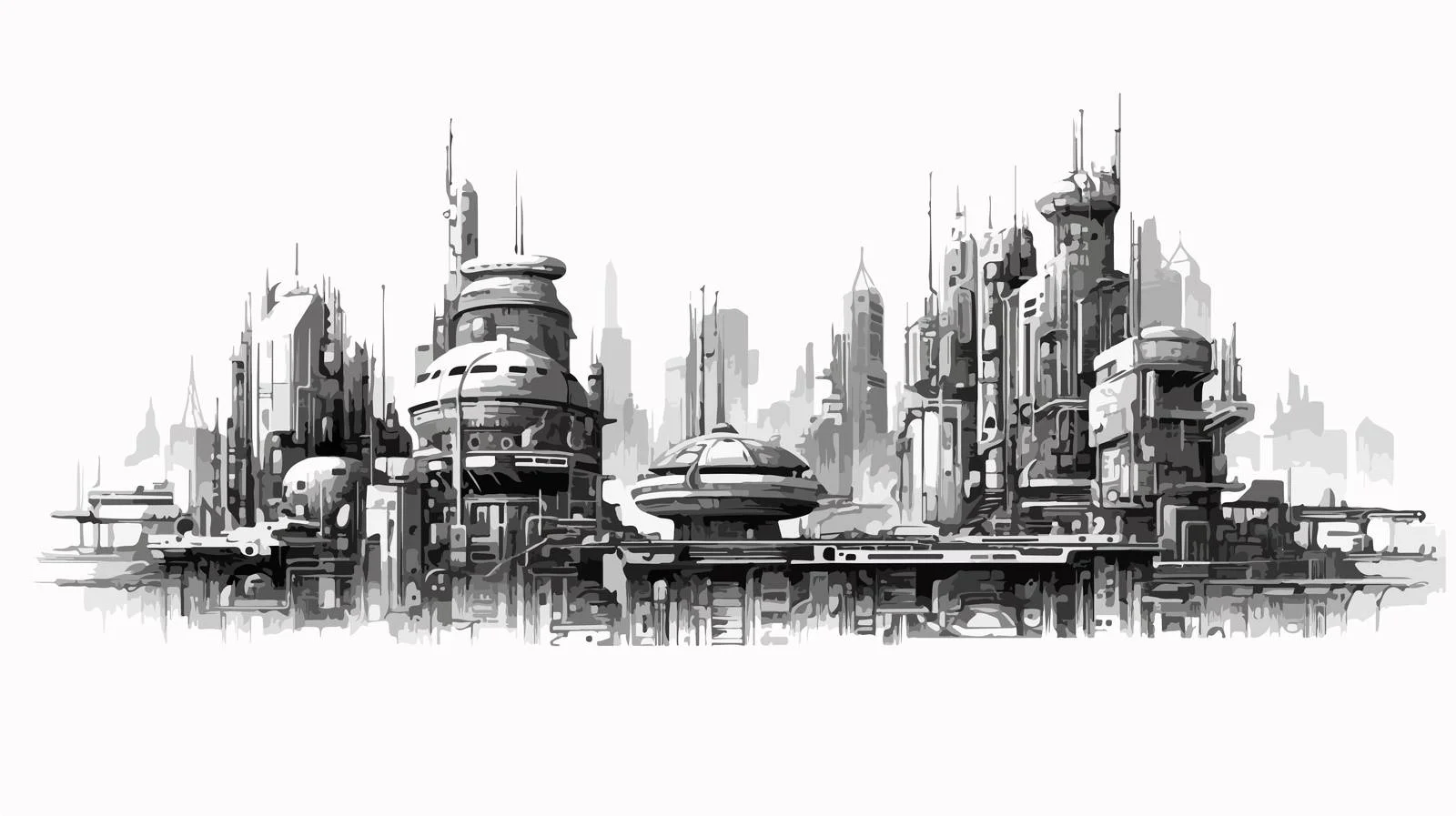 Futuristic urban landscape with extraordinary architecture — free download from Dotvec