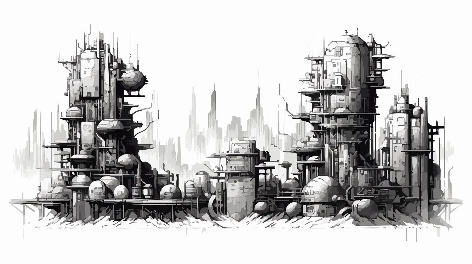 Futuristic Urban Landscape of Cyberpunk City — free download from Dotvec