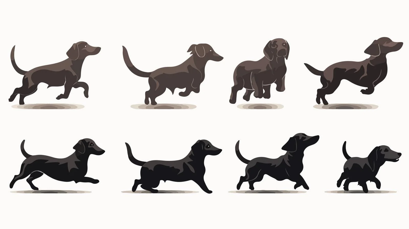 Dachshund Silhouette Poses — free download from Dotvec