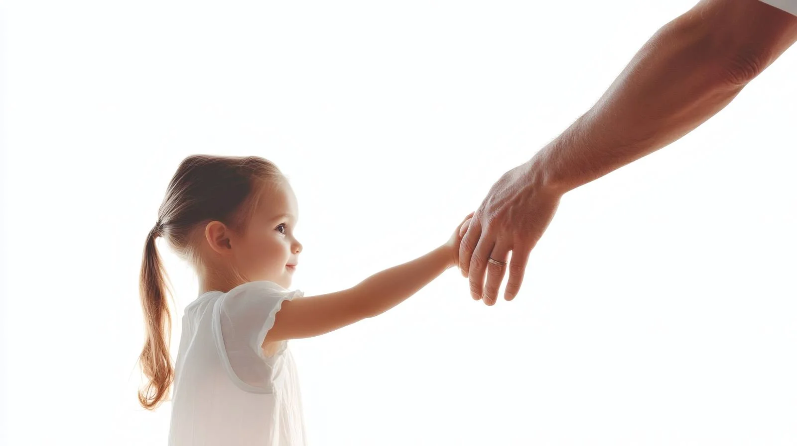 Father Holding Daughter's Hand on White Background — free download from Dotvec