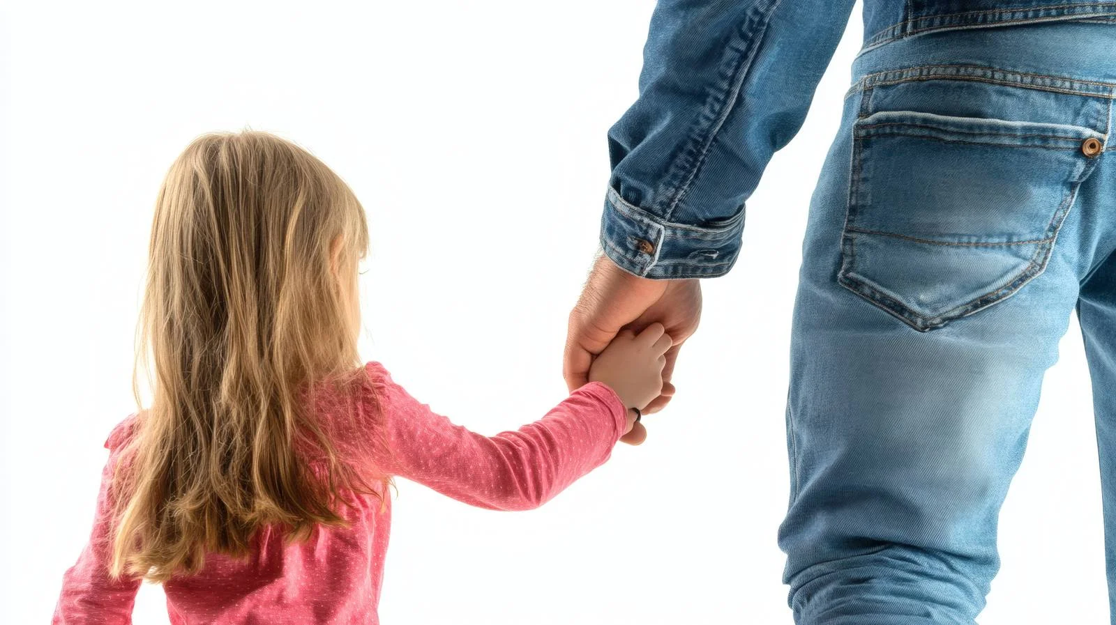 Father Holding Daughter's Hand on White Background — free download from Dotvec