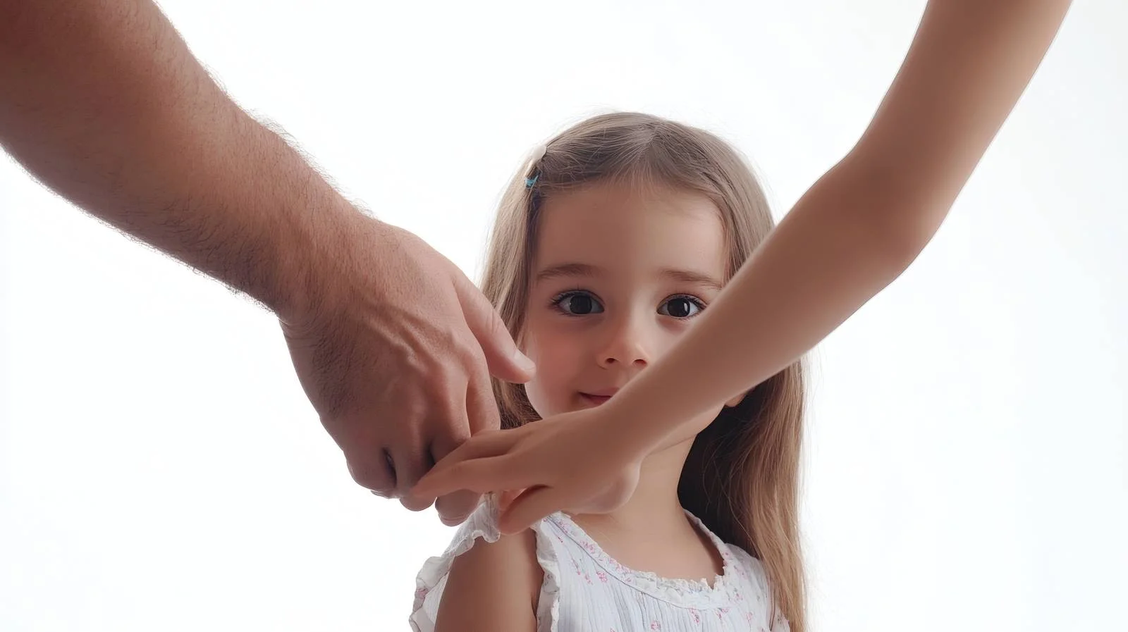 Father and daughter holding hands, white background — free download from Dotvec