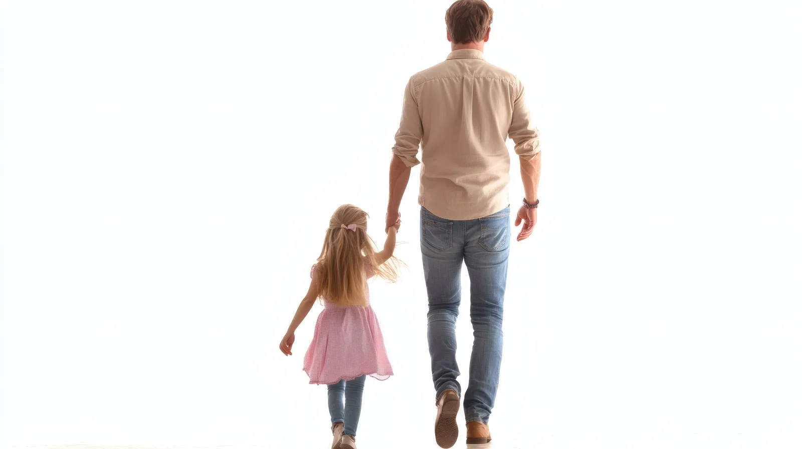 Father strolling with daughters on white background — free download from Dotvec