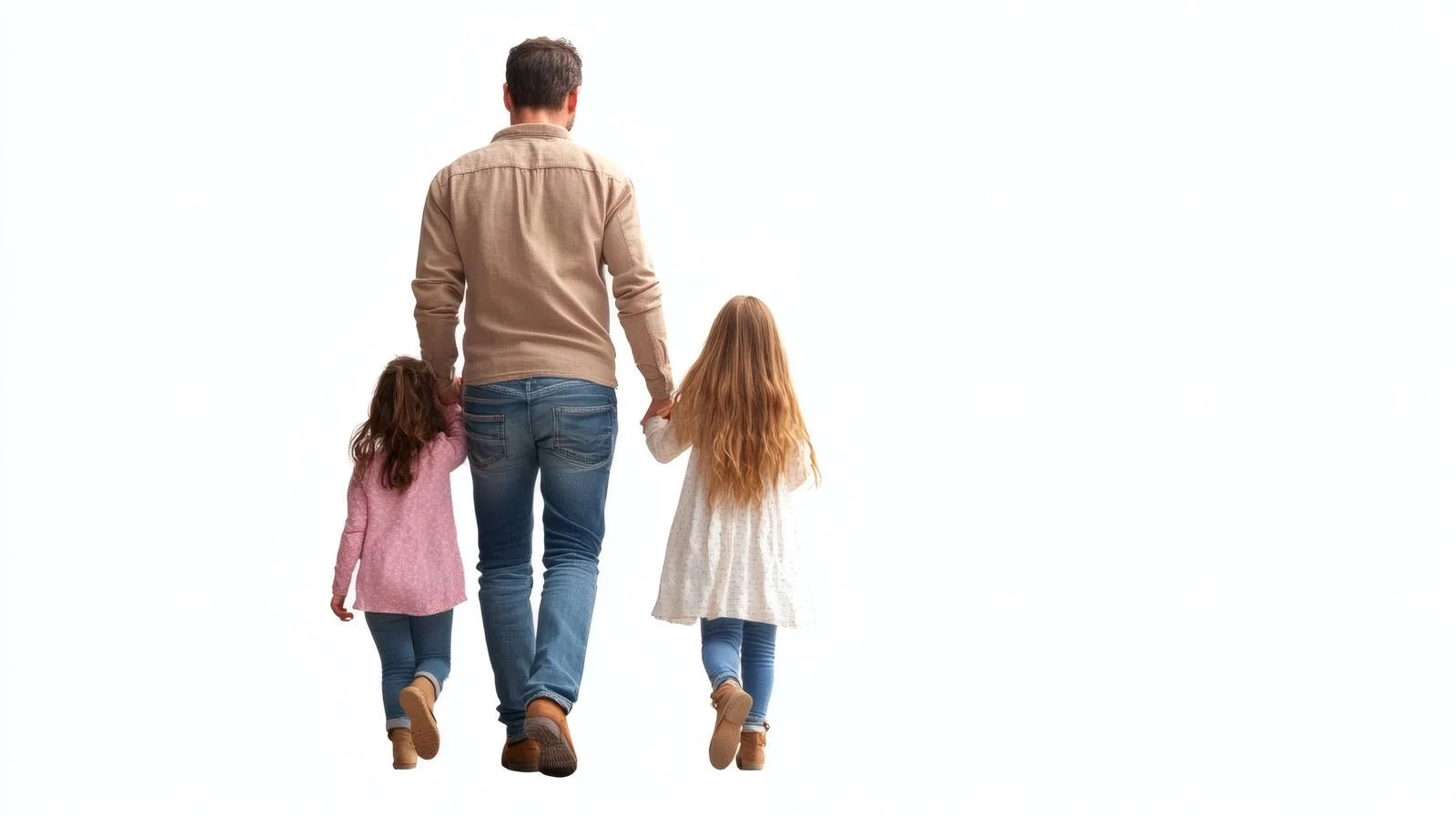 Father walking with daughters on white — free download from Dotvec