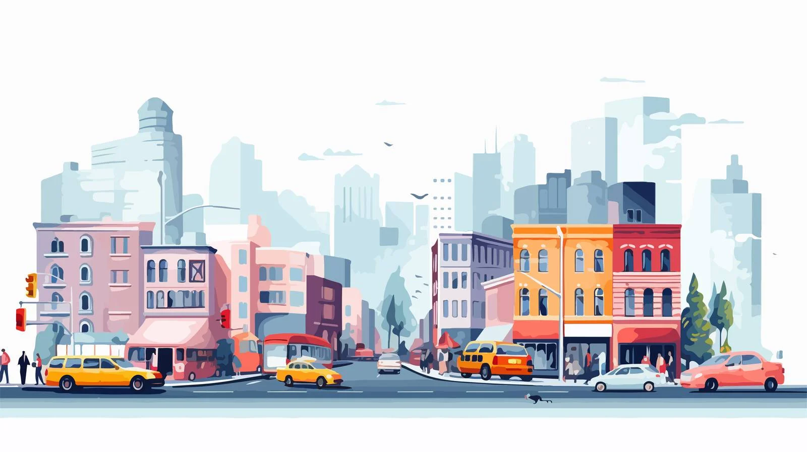 Urban Living: Cityscape Bustling with Activity — free download from Dotvec