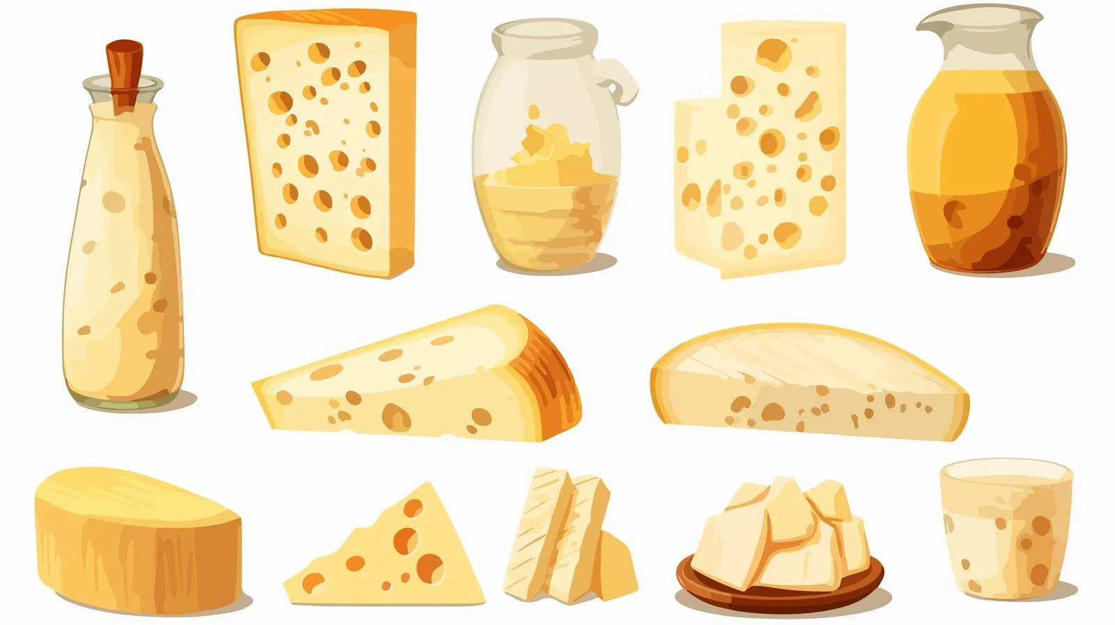 Assorted Dairy Products Vector Illustrations Collection — free download from Dotvec