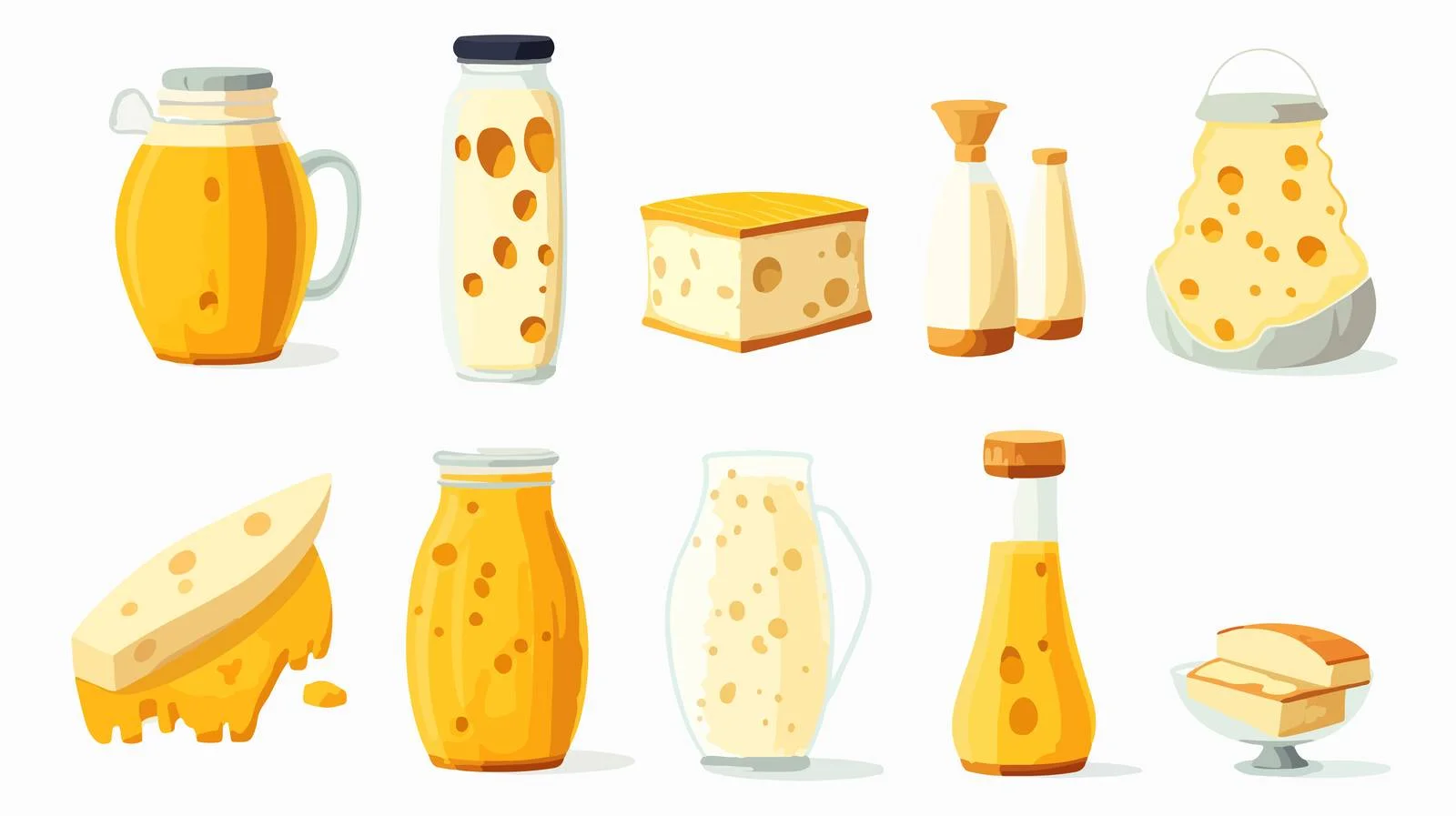 Assorted Dairy Products Vector Illustrations Collection — free download from Dotvec