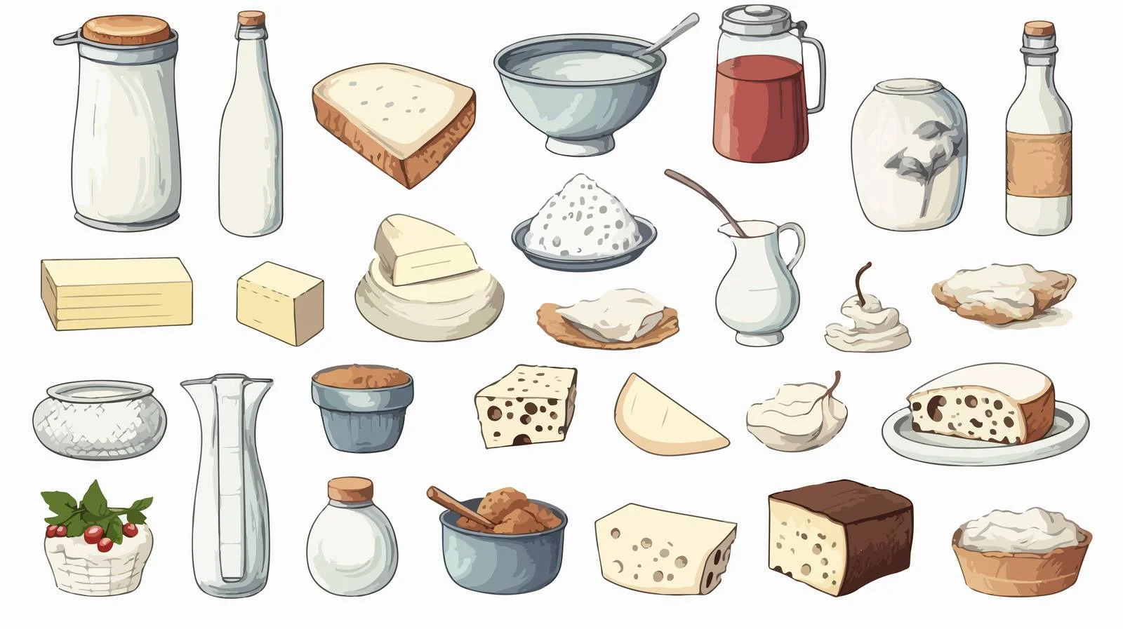 Organic Dairy Products Collection Milky Farm — free download from Dotvec