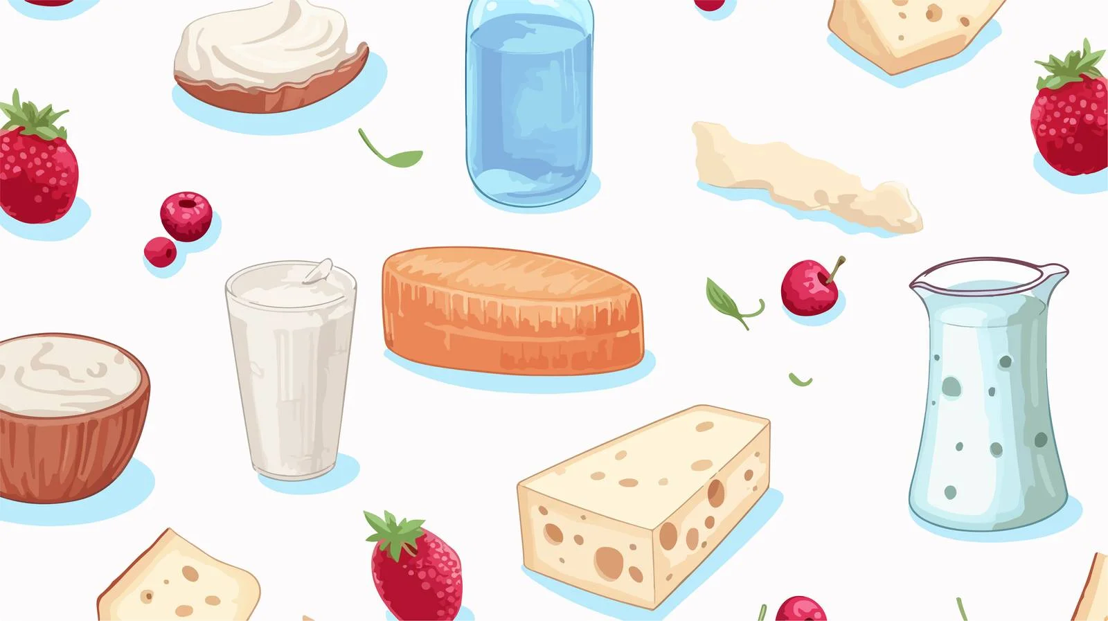 Whimsical Dairy Products Seamless Design Pattern — free download from Dotvec