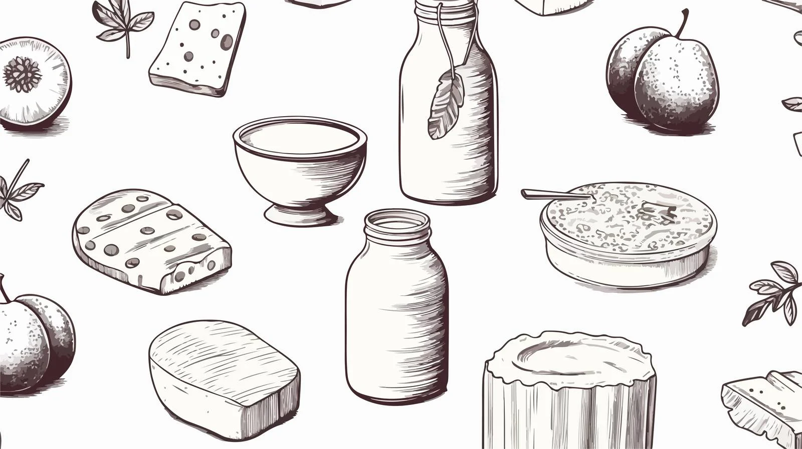 Hand-Drawn Dairy Products Seamless Pattern Design — free download from Dotvec