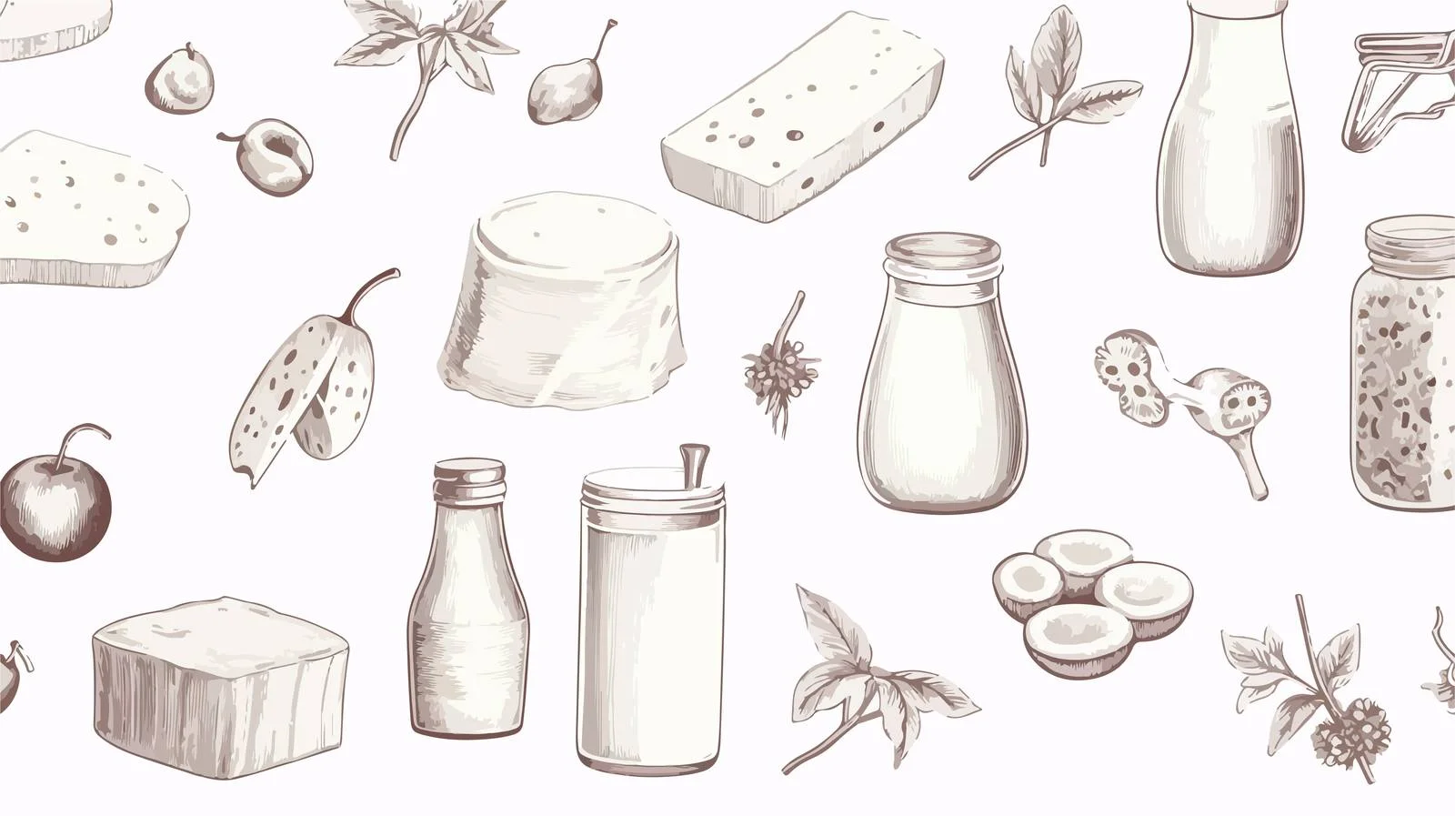 Hand-Drawn Dairy Products Seamless Pattern Design — free download from Dotvec