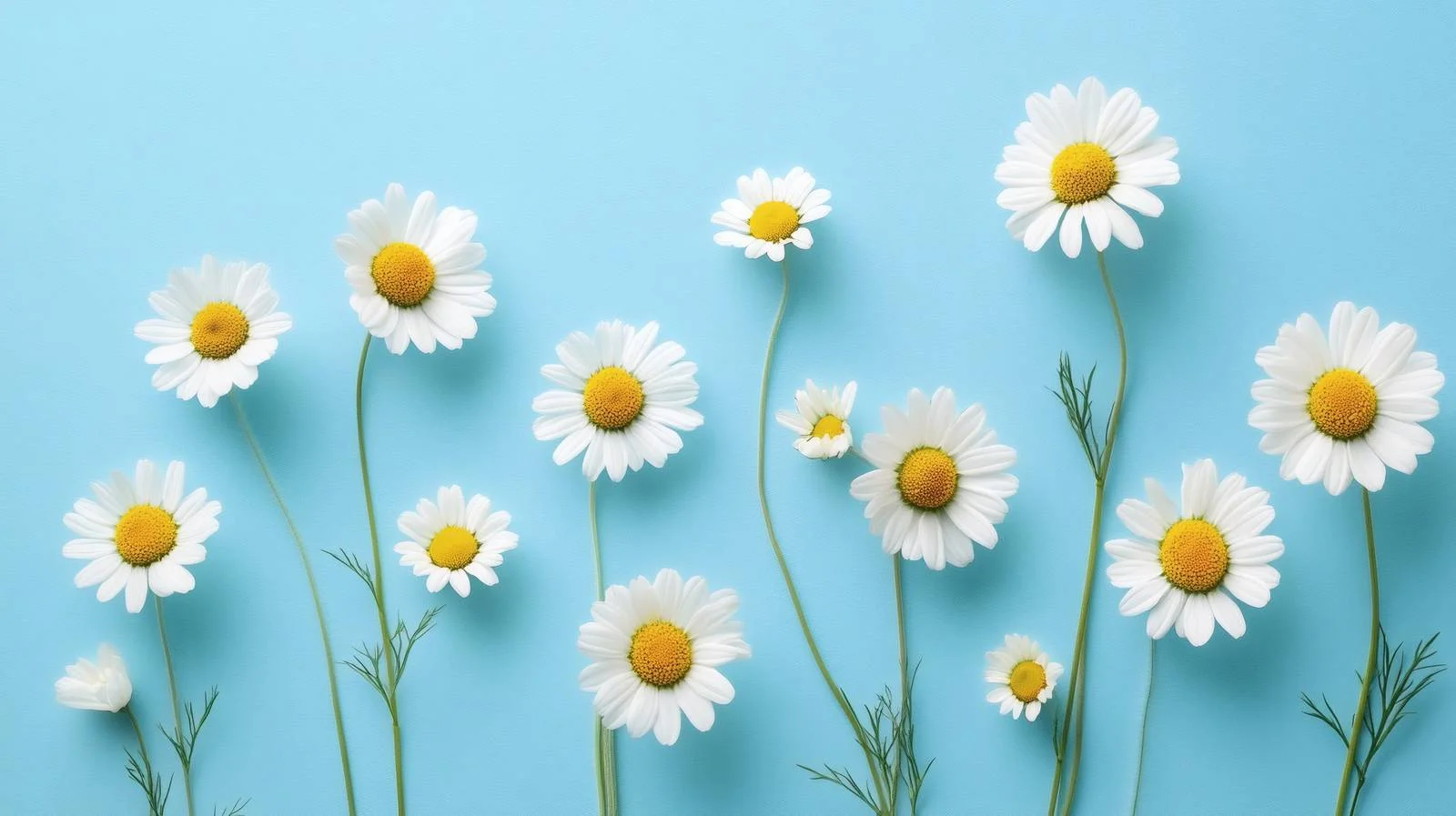 Chamomile and Daisy Flowers on Blue Background — free download from Dotvec