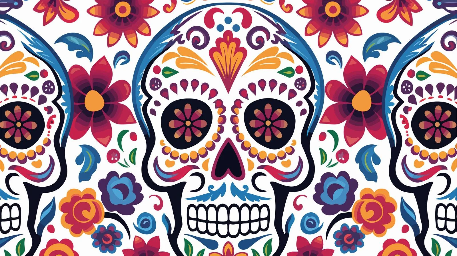 Day of the Dead Skull Tile Pattern — free download from Dotvec