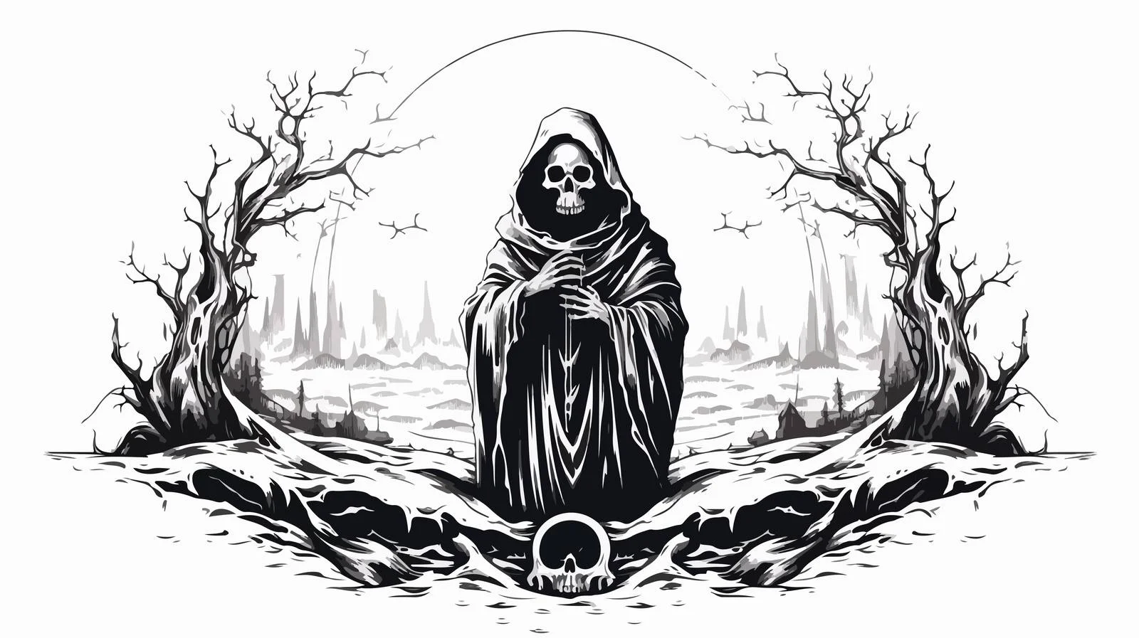 Vintage Etched Art Depicting Death — free download from Dotvec