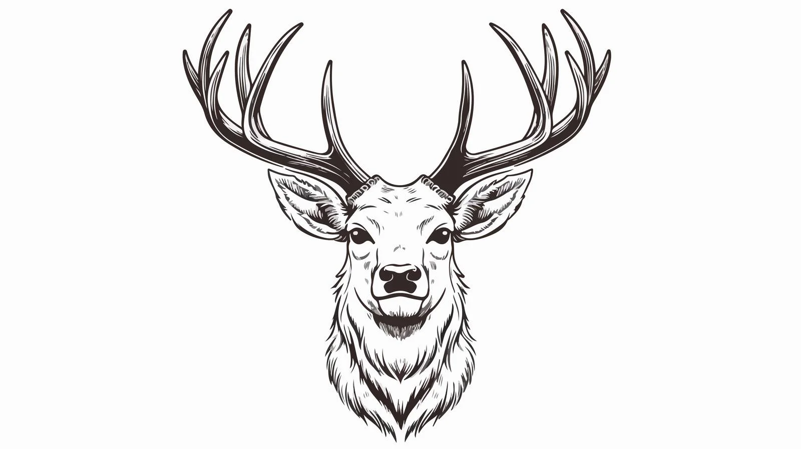 Engraved Deer Head Portrait Sketch — free download from Dotvec