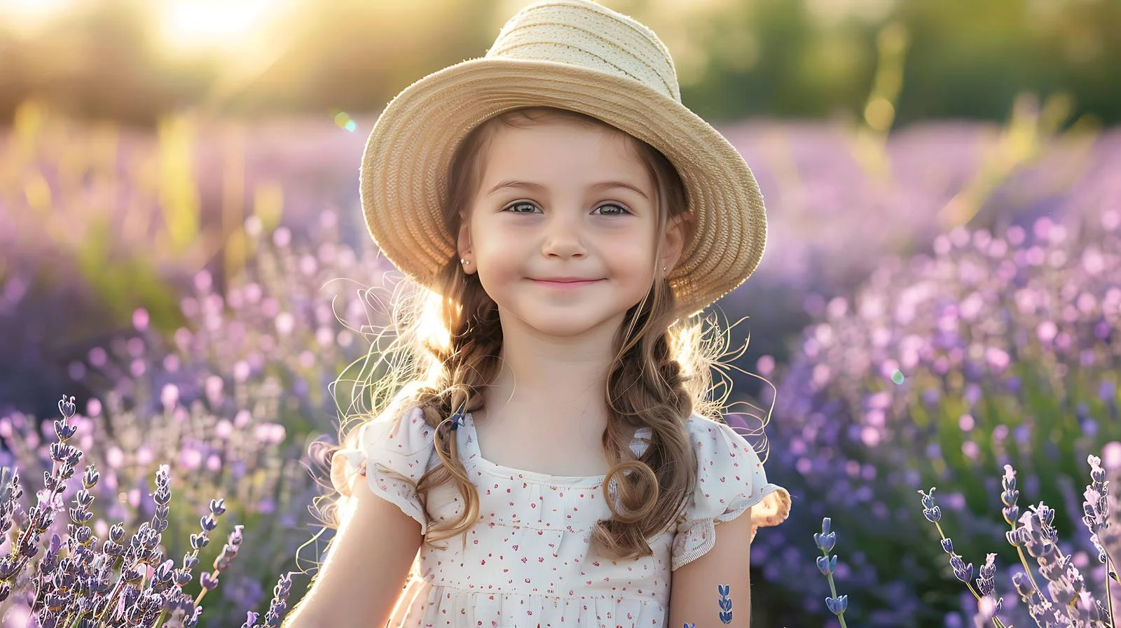 Cheerful child in blooming meadow — free download from Dotvec