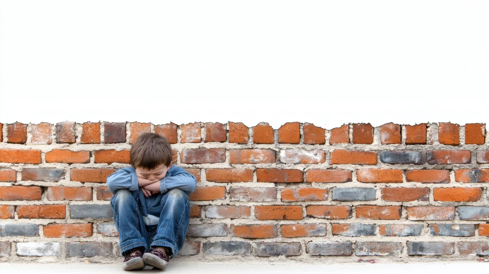 Solitary Depressed Child by Brick Wall — free download from Dotvec
