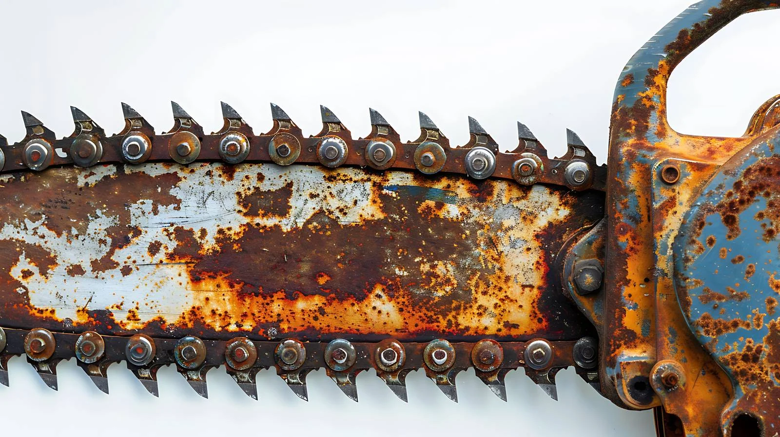 Vintage Rusty Chainsaw on White Background — free download from Dotvec