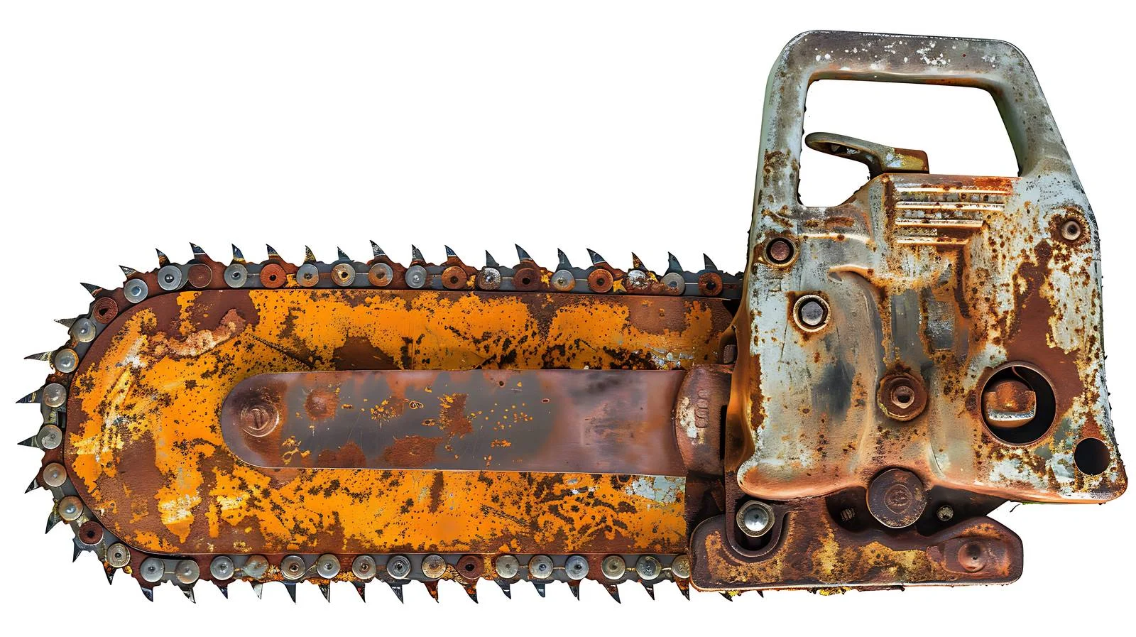 Antique Rusty Chainsaw on White Background — free download from Dotvec
