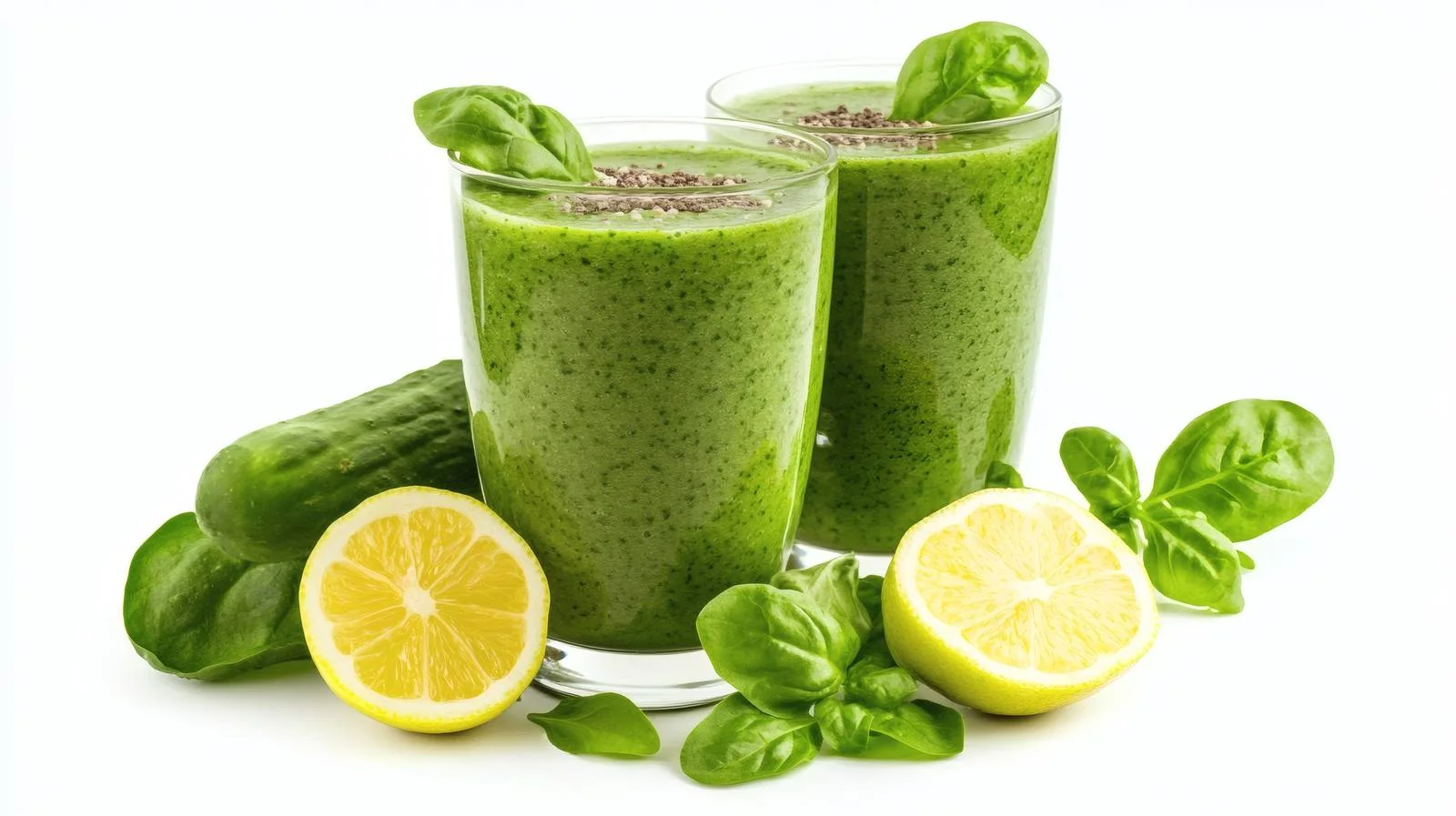 Refreshing Detox Green Smoothie in Glasses — free download from Dotvec