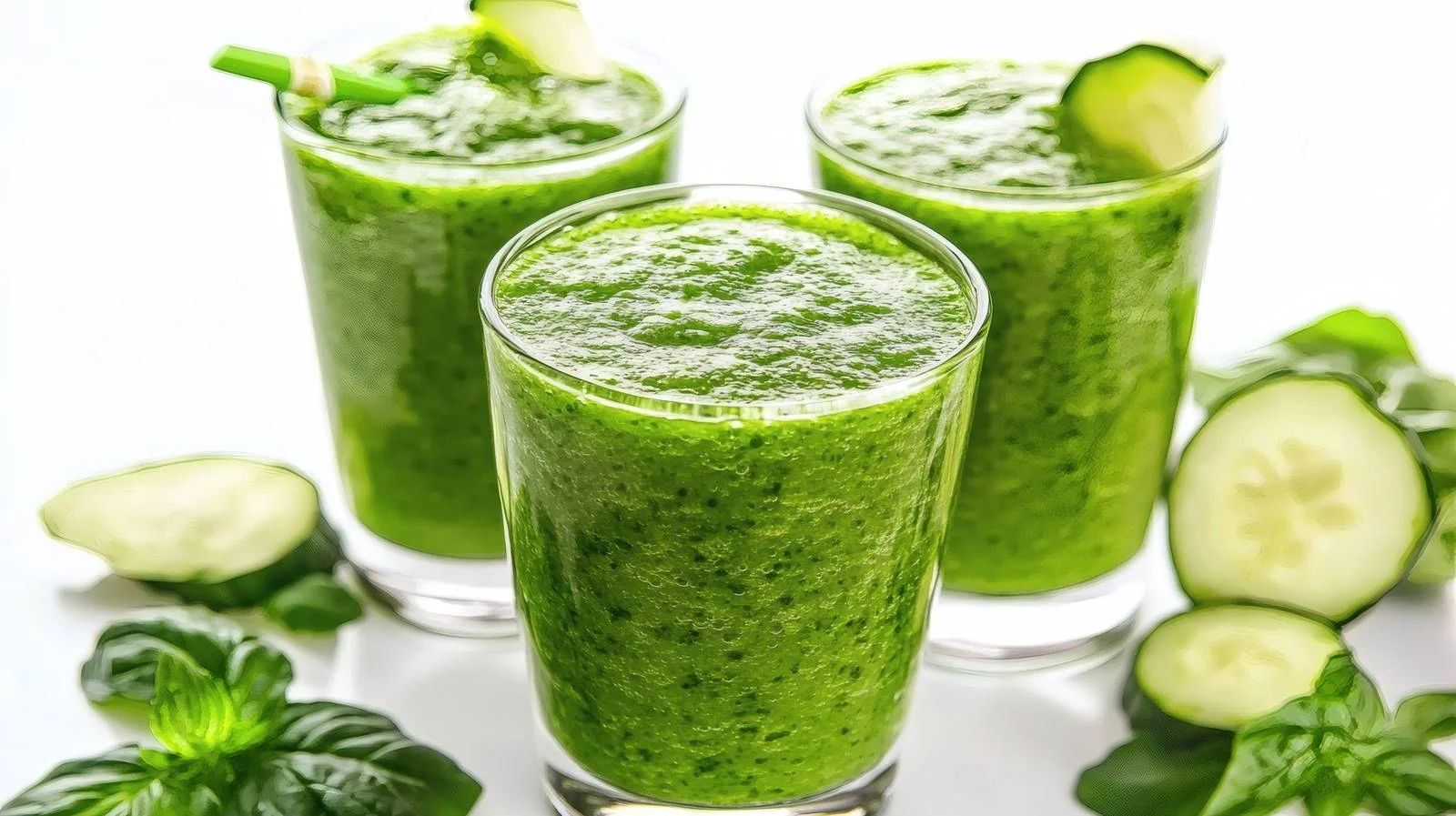 Refreshing Detox Green Smoothie in Glasses — free download from Dotvec