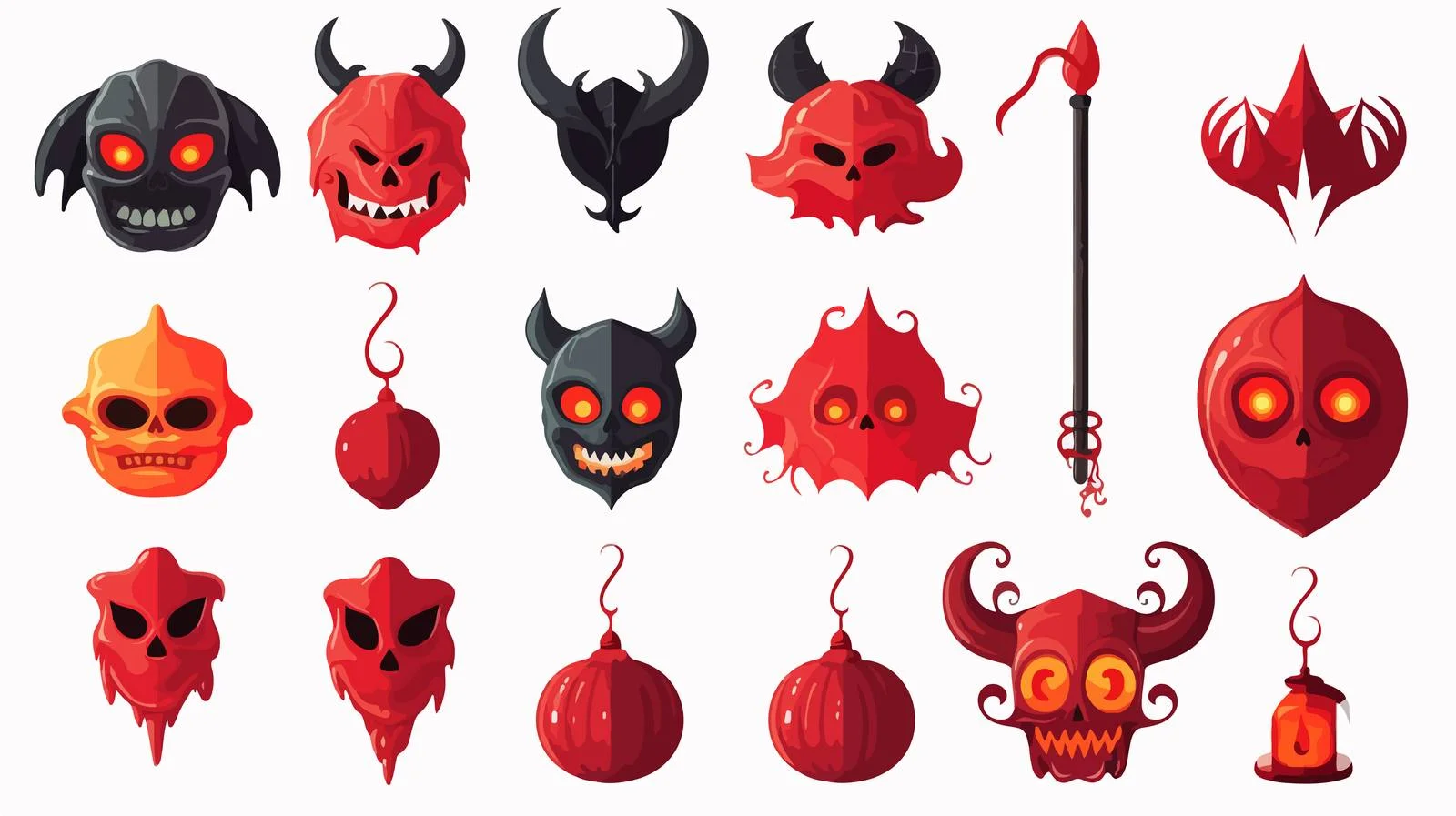 Halloween Devils Objects Collection Isolated — free download from Dotvec