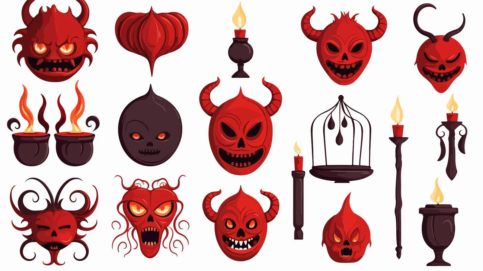 Halloween Devils Objects Collection Isolated — free download from Dotvec