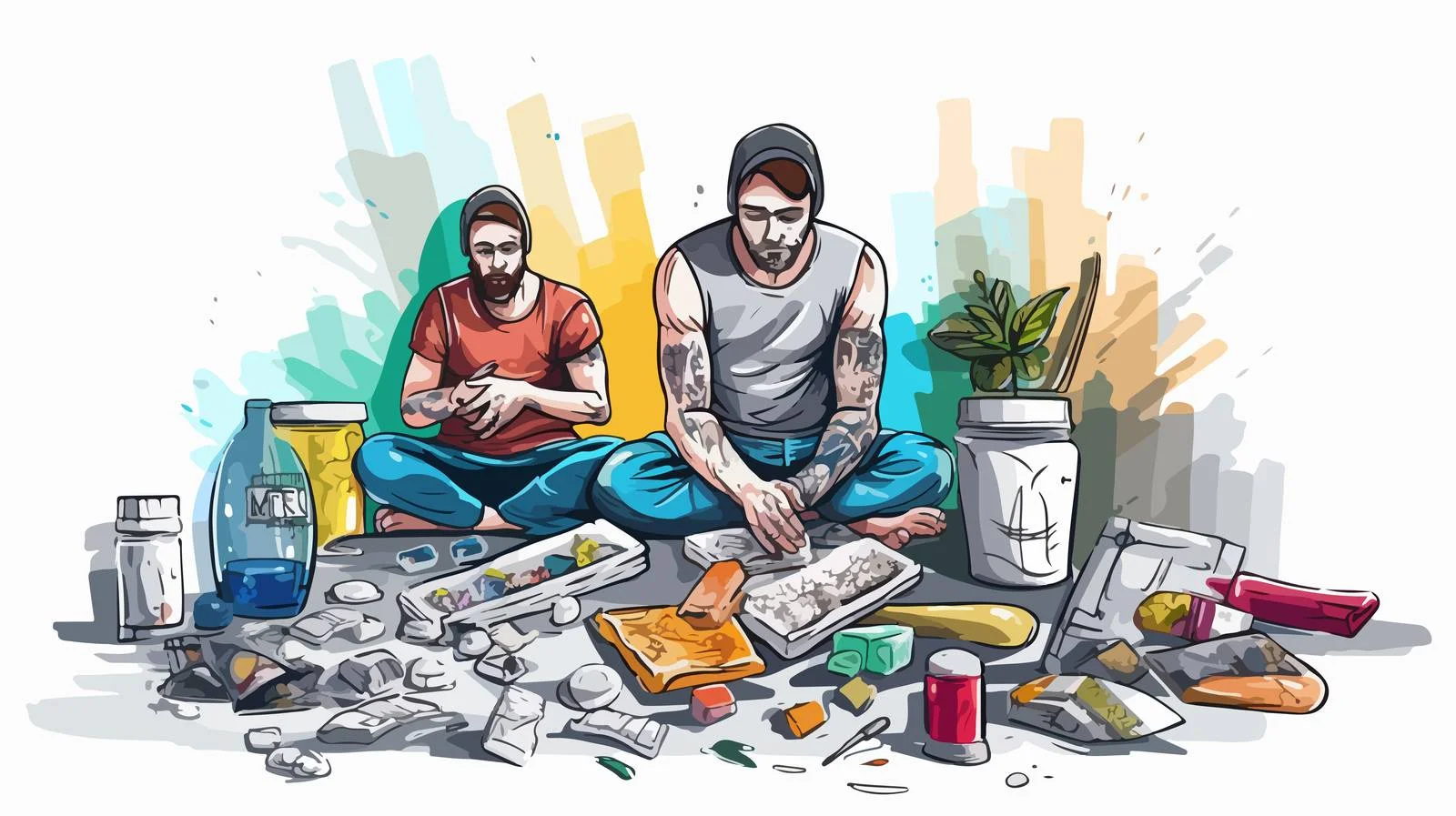 Diverse drug users: Cocaine addiction concept — free download from Dotvec