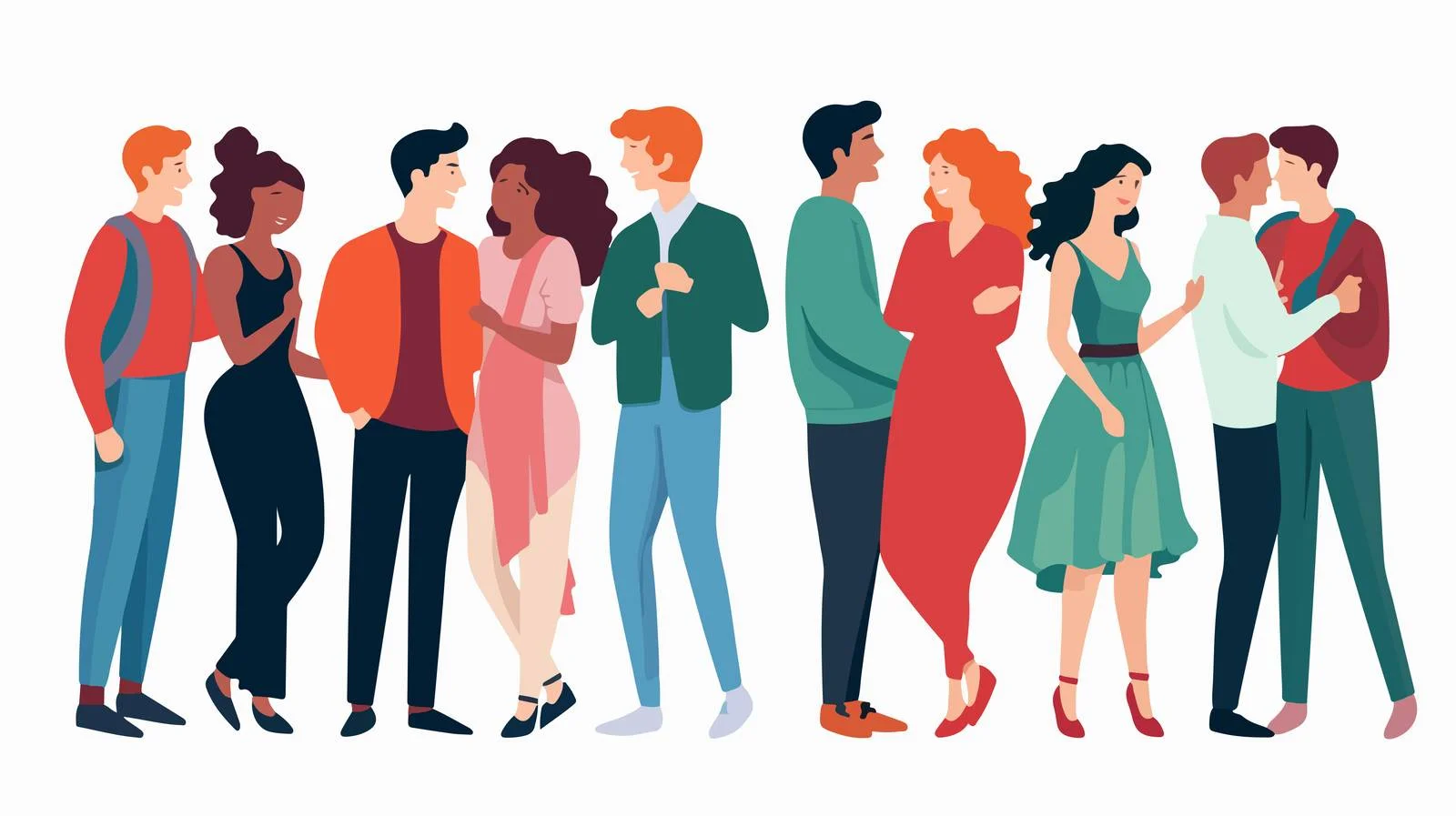 Variety of Romantic Couples in Relationships — free download from Dotvec