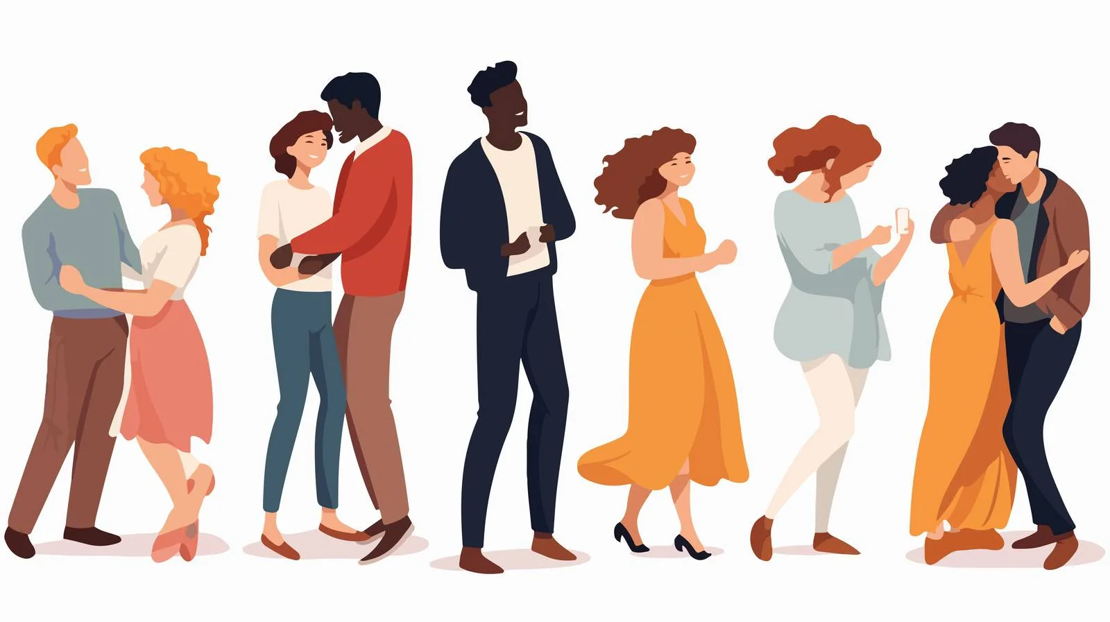Collection of Diverse Romantic Couples Embracing — free download from Dotvec